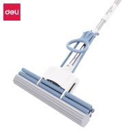 得力 LQ140膠棉拖把(滾輪式)(38cm)(藍(lán)色)(1把)LQ138 LQ139 海綿拖把 拖把